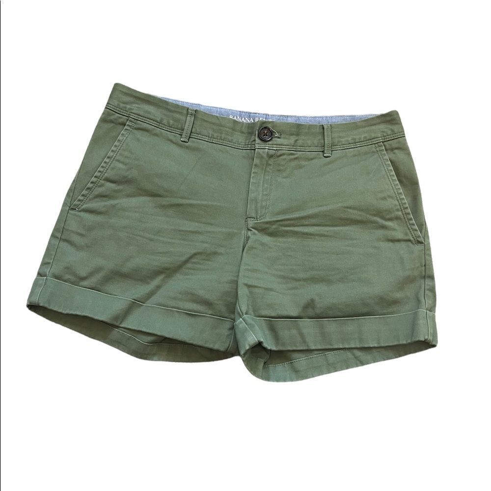 NWOT BANANA REPUBLIC City Chino Green Khaki Stretch Cotton Causal Short 4